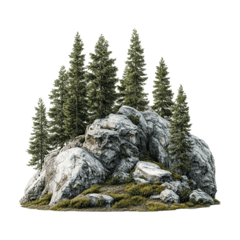 rocky mountain with pine trees on top png