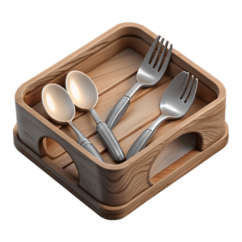 impressive abstract Wooden Serving Tray with Cutlery Cutout authentic png