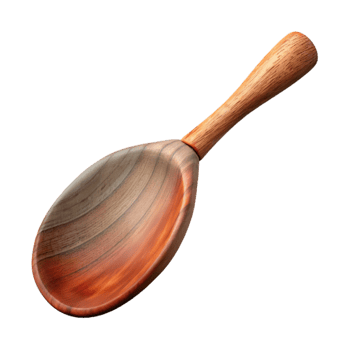beautiful artistic Wooden Spoon Front View Cutout Transparent Background detailed png