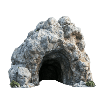 a cave with a rock entrance on a transparent background png