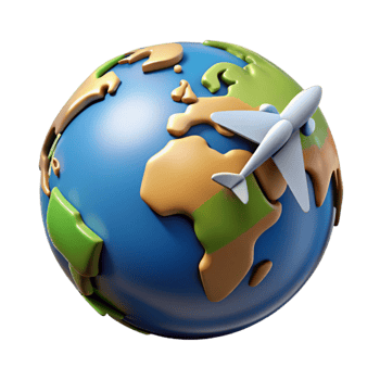 beautiful artistic World Globe with Airplane Travel Concept Isolated png