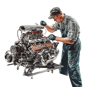 a man working on a car engine png