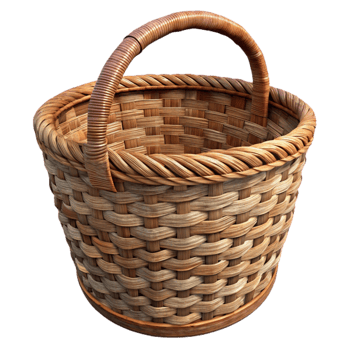 vibrant traditional Woven Basket Rustic Wicker Design Transparent Background high quality png