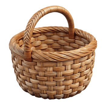 magnificent contemporary Woven Basket Rustic Wicker Design Transparent Background premium png
