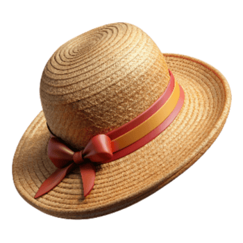 vibrant vintage Woven Straw Hat with Wide Brim Cutout high resolution png