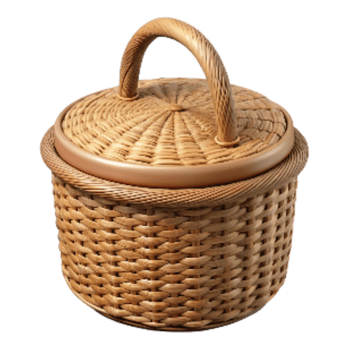 impressive contemporary Woven Wicker Basket with Lid Isolated high resolution png