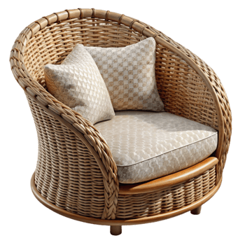 stunning contemporary Woven Willow Chair with Cushion Isolated genuine png