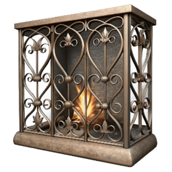 stunning contemporary Wrought Iron Fireplace Screen with Decorative Detail Cutout genuine png