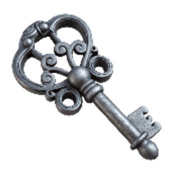 elegant rustic Wrought Iron Key with Decorative Detail Cutout original png