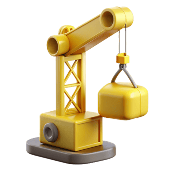 serene minimalist Yellow Construction Crane Lifting Object Cutout genuine png