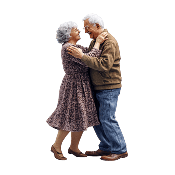elderly couple dancing together on a transparent background png