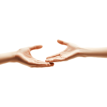 two hands reaching out to each other on a transparent background png