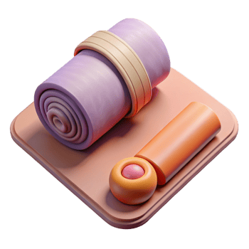 serene rustic Yoga Mat and Bolster Top View Isolated png