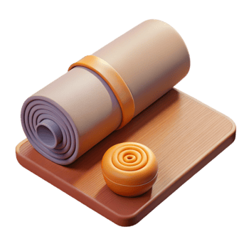 extraordinary minimalist Yoga Mat and Cushion Rolled Up Top View Isolated exclusive png