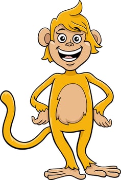 happy cartoon female monkey animal character vector