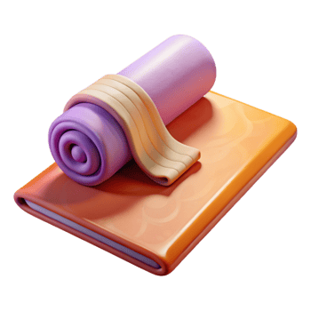 vibrant rustic Yoga Mat and Towel Rolled Up Grey Isolated high resolution png