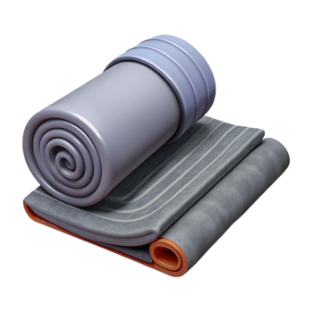 vibrant contemporary Yoga Mat and Towel Rolled Up Grey Isolated original png