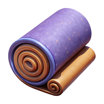 extraordinary minimalist Yoga Mat Rolled Up Purple Isolated Cutout detailed png