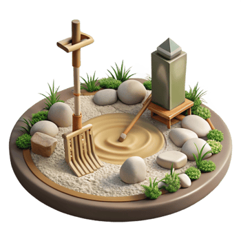 extraordinary creative Zen Garden with Rake Transparent Background original png