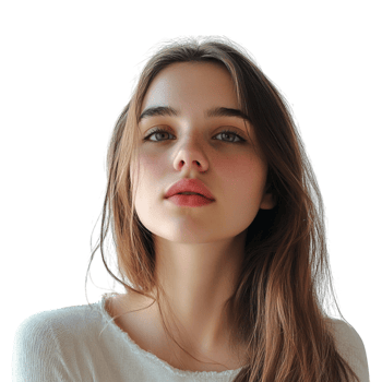 woman with long hair and a white shirt png