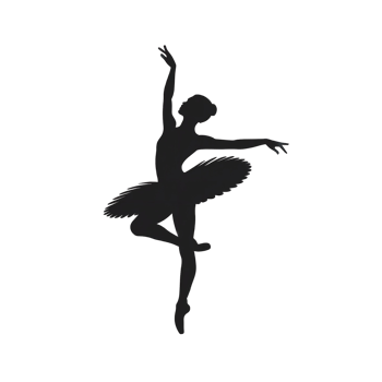 A silhouette of a ballet dancer gracefully poised on one foot captures the elegance and fluidity of movement. cutouts png