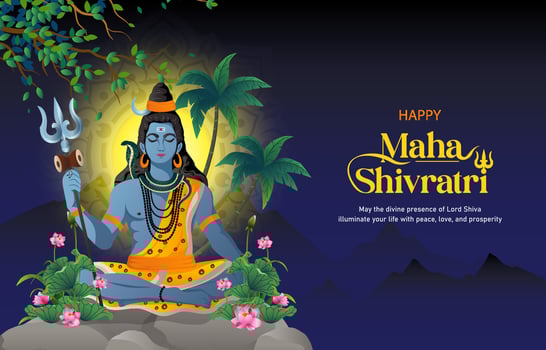 happy maha shivratri background vector