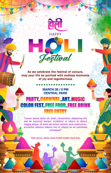 happy holi festival vertical poster template, with colorful design concept vector
