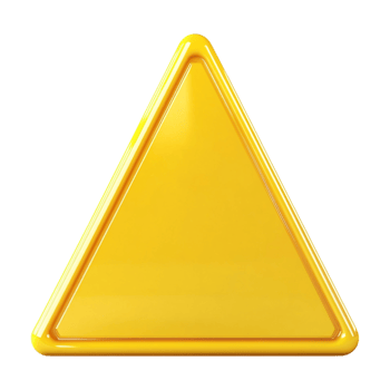 a yellow triangle shaped warning sign on a transparent background png