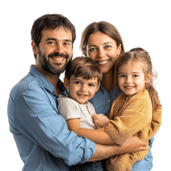 a family is posing for the camera on a transparent background png