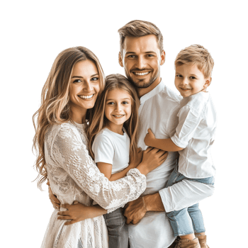 happy family with children on transparent background png