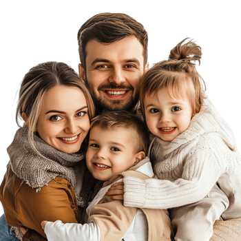 family with children on transparent background png