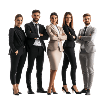 business people standing in front of a transparent background png
