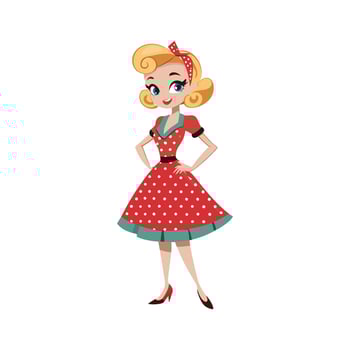 Vintage Polka Dot Dress Fashion Model Illustration vector