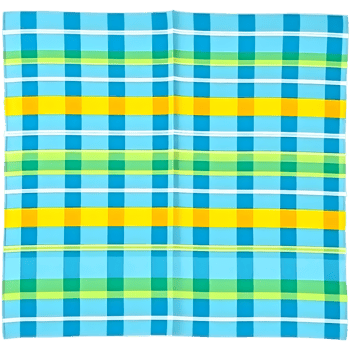 Blue and yellow checkered fabric on transparent background png
