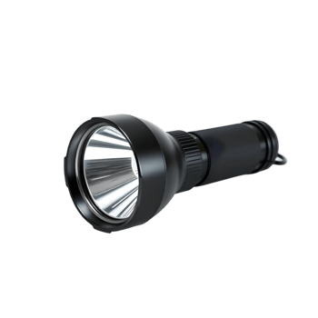 Realistic black flashlight isolated on transparent background png