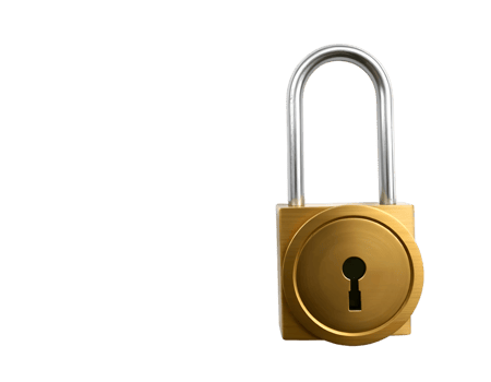 Realistic golden padlock isolated on transparent background png