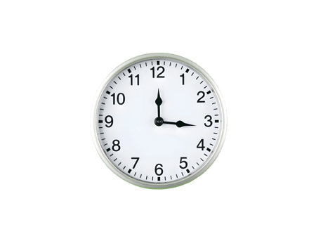White wall clock isolated on transparent background png