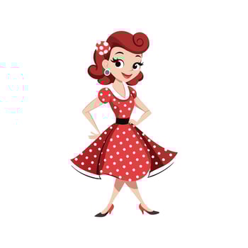 Charming Vintage 50s Fashion Model Design 1 vector