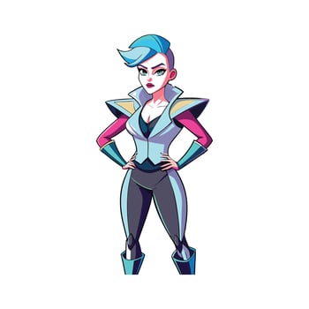 Trendy Edgy Cyberpunk Fashion Model Illustration vector