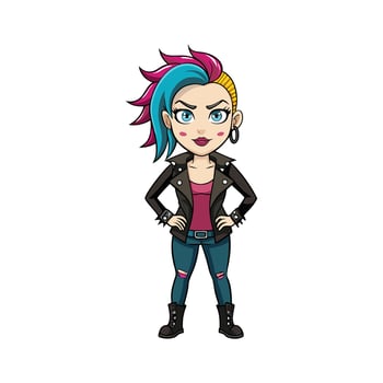 Edgy Punk Fashion Model Illustration vector