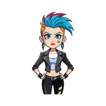 Trendy Edgy Punk Fashion Model Design vector