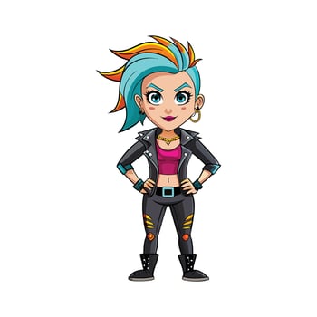 Stylish Edgy Punk Fashion Model Illustration vector