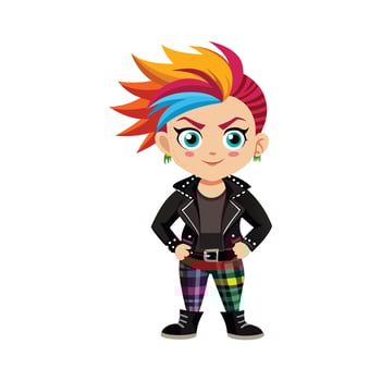 Trendy Edgy Punk Rock Fashion Model Design vector