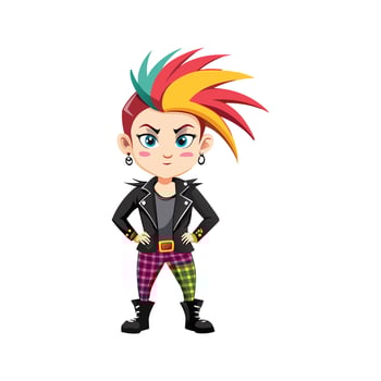 Chic Edgy Punk Rock Fashion Model Design vector