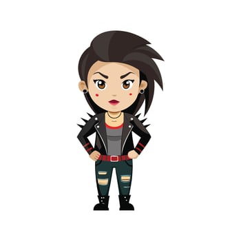 Chic Edgy Rocker Fashion Model Illustration vector