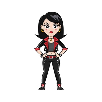Chic Edgy Rocker Leather Pants Fashion Model vector