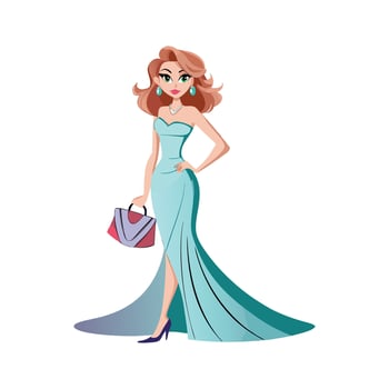 Lovely Strapless Evening Gown Fashion Model vector