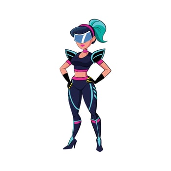Trendy Futuristic Cyberpunk Fashion Model vector