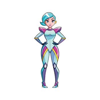 Chic Futuristic Holographic Fashion Model. vector