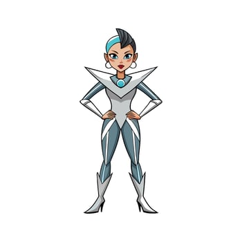 Chic Futuristic Metallic Fashion Model. vector